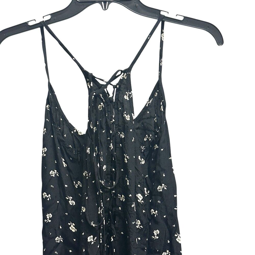 Laundry by Shelli Segal Tank Black Floral Lace Up Back Summer Flowy Dress Sz 12 - Picture 5 of 7